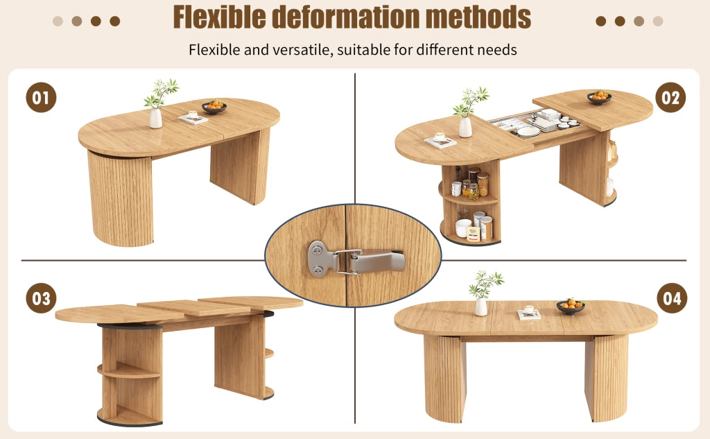 Tavolo da Pranzo Allungabile con Vano Contenitore ¨C MINIMAL ¨C MDF, Naturale