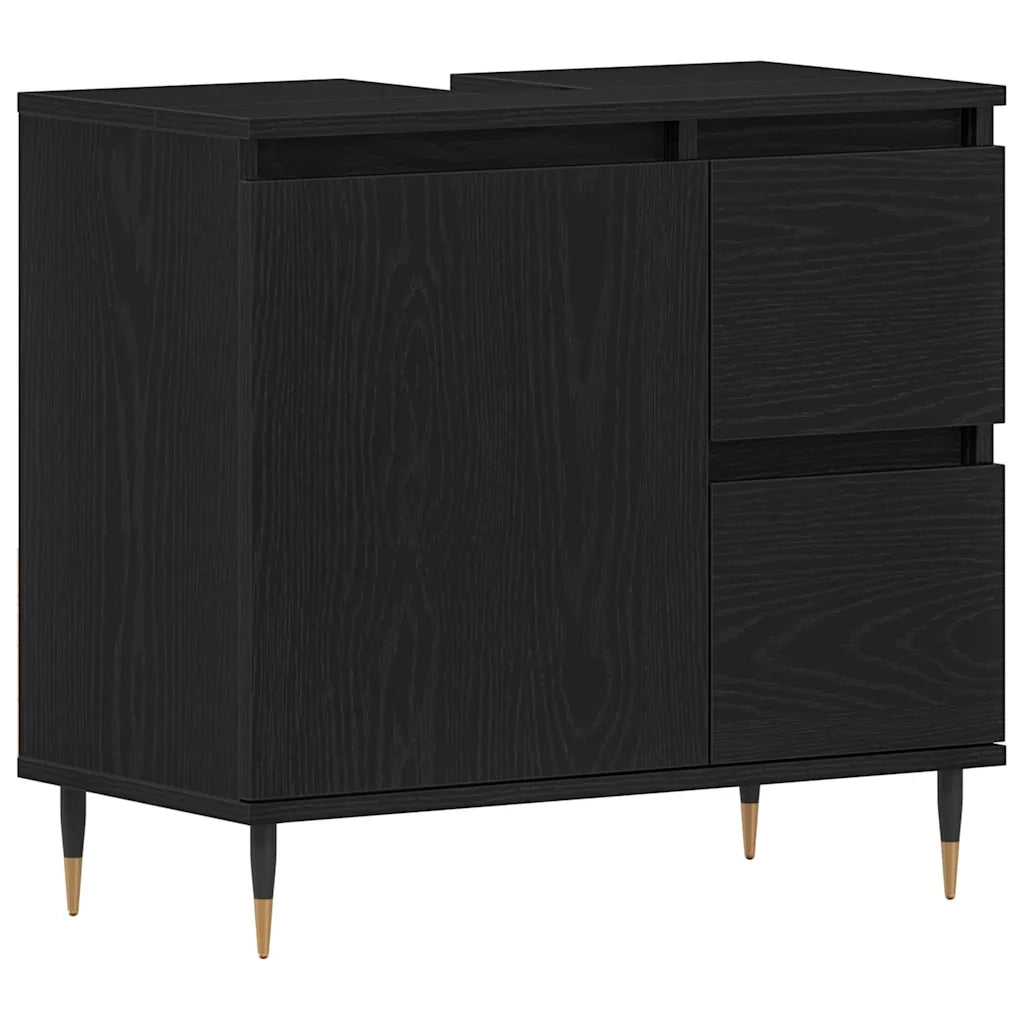 Set di mobili per il bagno 3 pcs Rovere Nero 30 x 30 x 190 cm 3333096