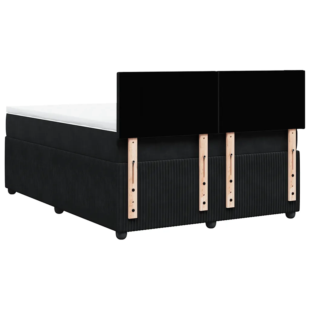 Giroletto a Molle con Materasso Nero 140x190 cm in Velluto 3290030