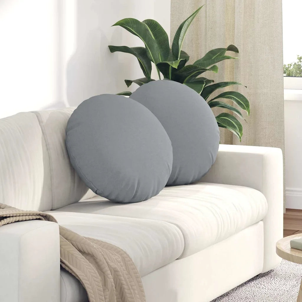 Cuscini per Seduta 2 pcs Grigio chiaro Ø50 x 19 cm Tessuto