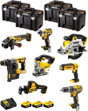 DeWALT Kit DWK804T (DCD796 + DCH273 + DCG405 + DCF887 + DCS331 + DCS369 + DCS391 + DCL050 + 3 Batterie 5,0 Ah + Caricabatterie + 4 x TSTAK VI)