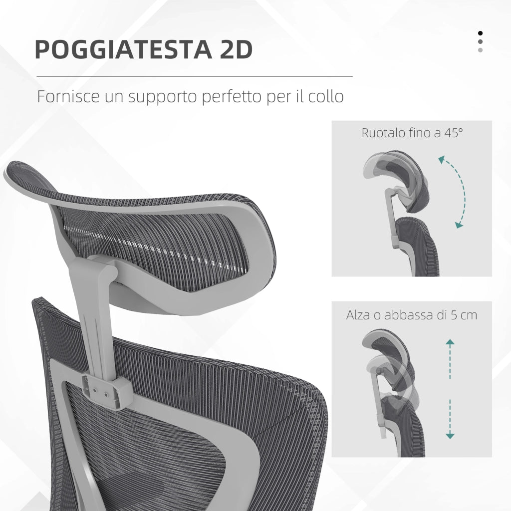Easycomfort Sedia da Ufficio ad Altezza Regolabile con Supporto Lombare e Braccioli Ribaltabili, 65x64x120-130 cm