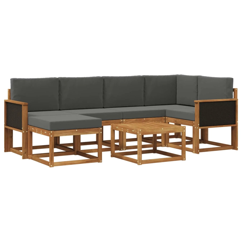 Set di divani da esterno con cuscino 7 pcs Naturale e Antracite