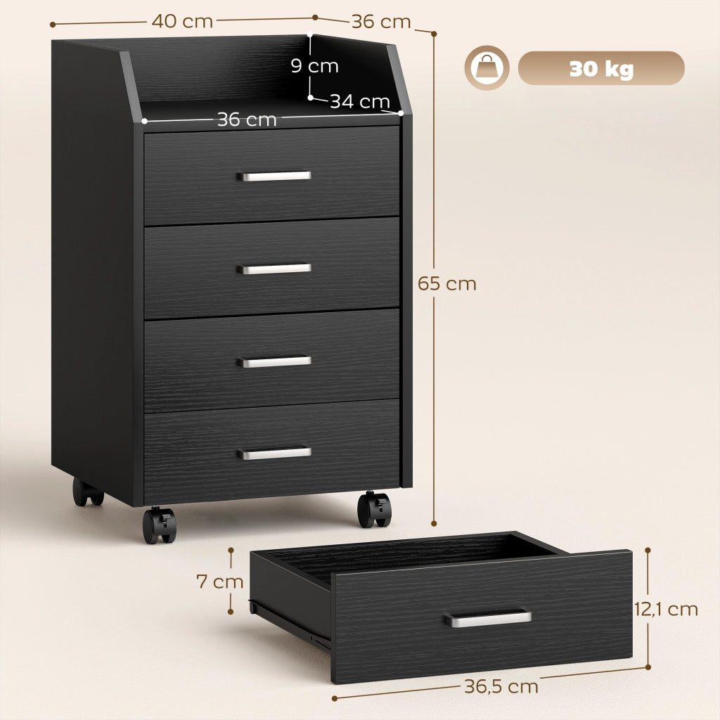 Scrivania con cassetti ¨C zephmum ¨C 40x36x65 cm nero