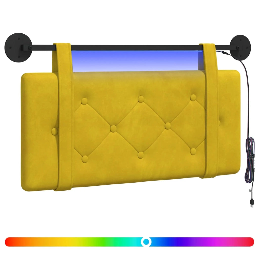 Testiera sospesa Con luce LED Giallo Velluto