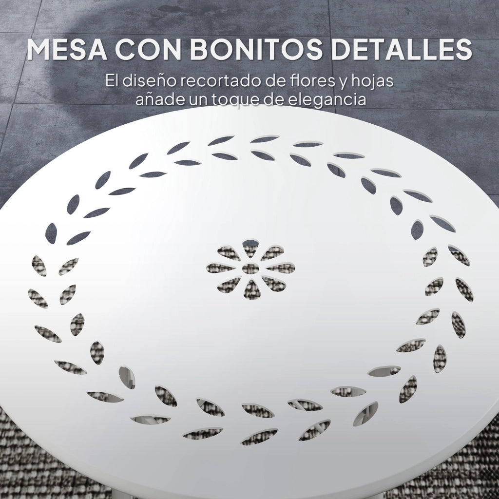 Tavolo da giardino rotondo in acciaio con gambe a X ¨C zephmum ¨C bianco ?40x50cm