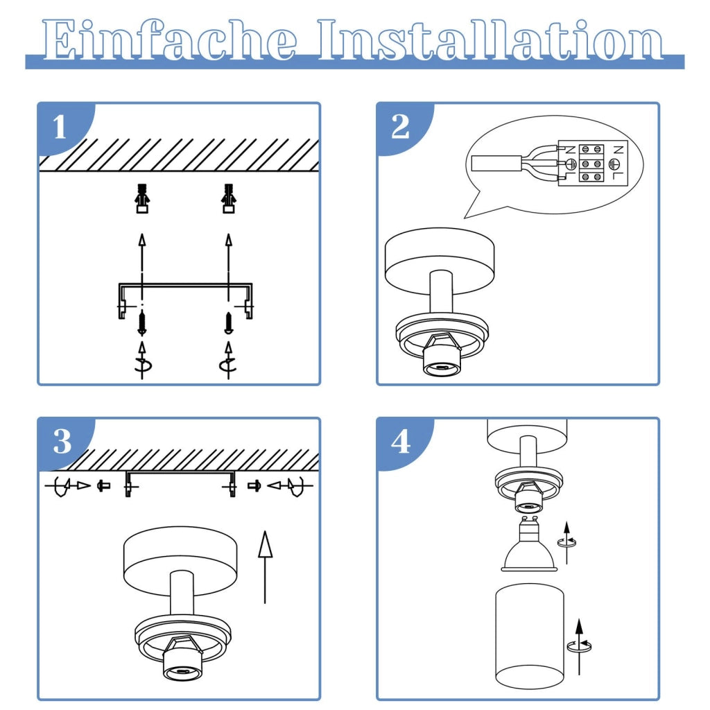 ZMH Faretto da soffitto Moderni GU10 Orientabile 350° a Parete Nero 1 Lampada per Corridoio Senza Lampadina