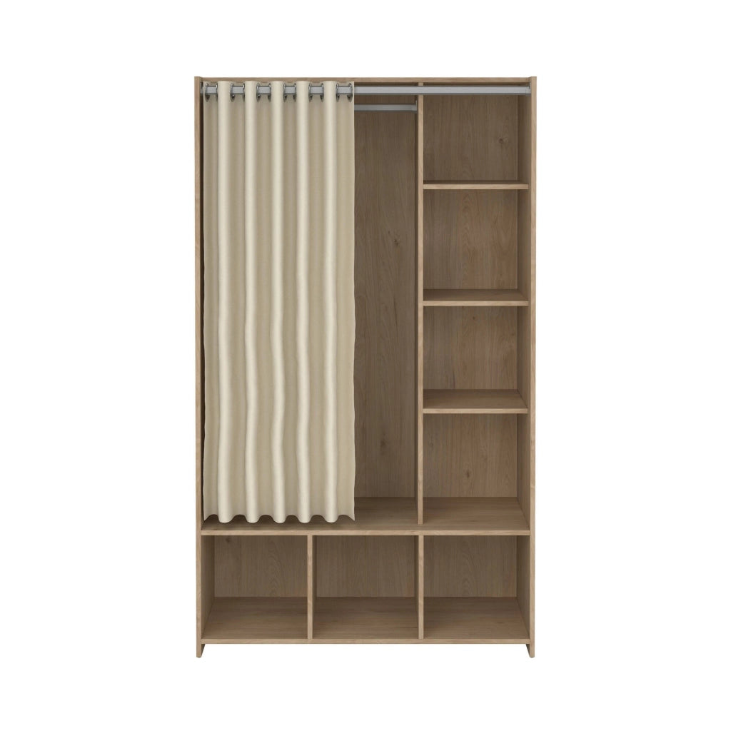 Guardaroba grande Jal, Mobile camera da letto, Cabina armadio portabiti, Armadio appendiabiti, 105x48 h180 cm, Rovere e Beige