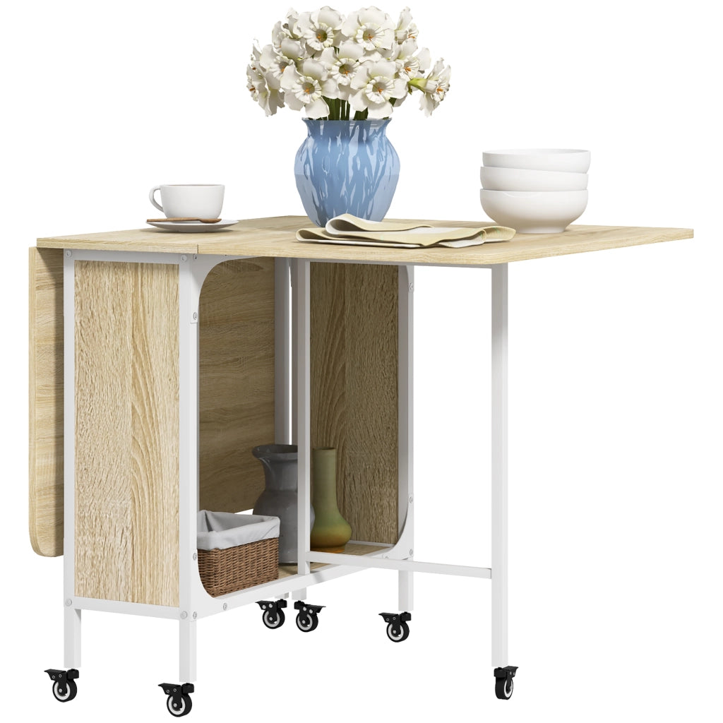 Tavolo da Pranzo Pieghevole per 6 Persone ¨C Zephmum ¨C Legno e Metallo, Bianco, 130x80x74 cm