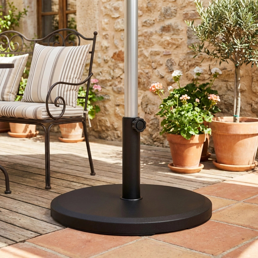 Base per Ombrellone in Cemento da 13kg ¨C Zephmum ¨C Nero, 34/38/48mm
