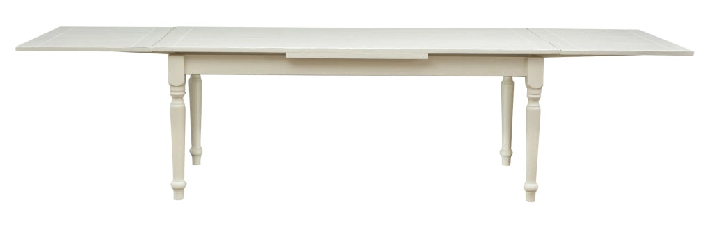 Biscottini Tavolo Country allungabile in legno massello di tiglio finitura bianca anticata L200xPR90xH80 cm. Made in Italy