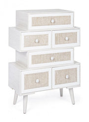 Cassettiera Legno Bianco Boho da Interno - MONIQUE