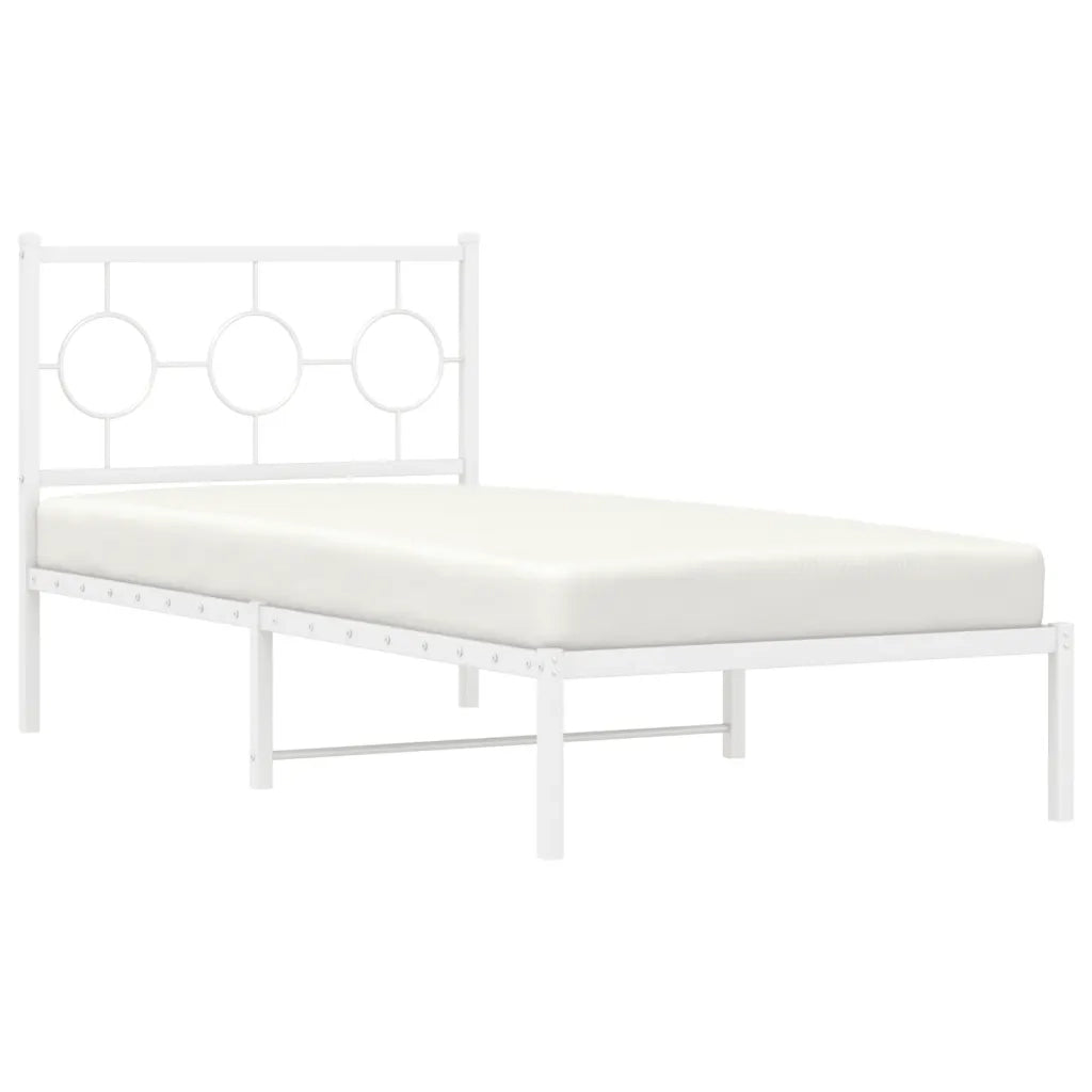 Giroletto con Testiera Metallo Bianco 90x190 cm 376267