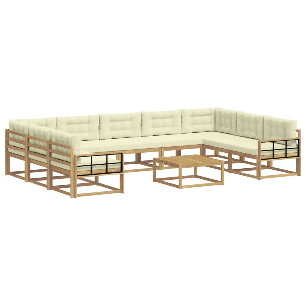 Set di divani da esterno con cuscino 10 pcs Bianco e Crema 3387079