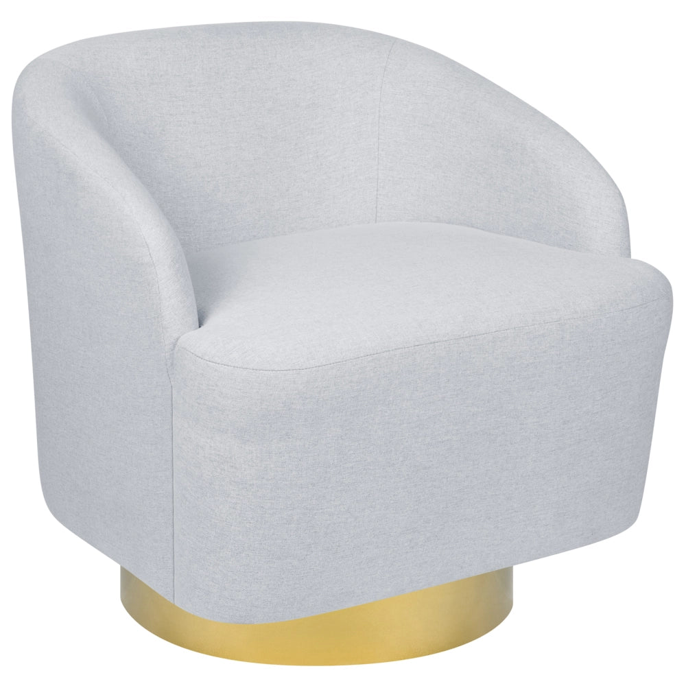 Poltrona Grigio Chiaro Tessuto Morbido Base Oro Girevole 360° Stile Retro Glamour Art Deco dorato