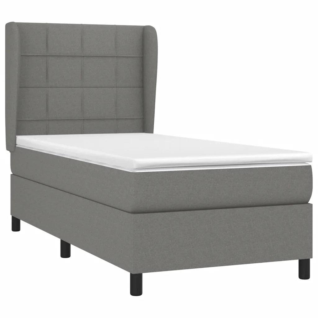 Giroletto a Molle con Materasso Grigio Scuro 90x190 cm Tessuto 3127926