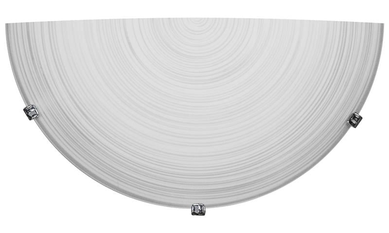 APPLIQUE GISELLA 1XE27 GANCI CROMO VETRO LASTRA BIANCO DECORATO SPIRALE Ø30-H.15-P.10 CM OKX