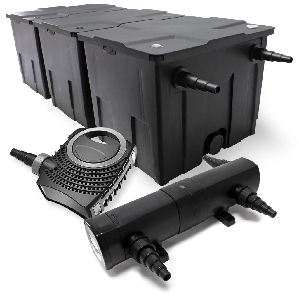 Set: Biofiltro per laghetto 90000l SuperEco 80W Pompa per laghetto 24W Chiarificatore UVC per stagno