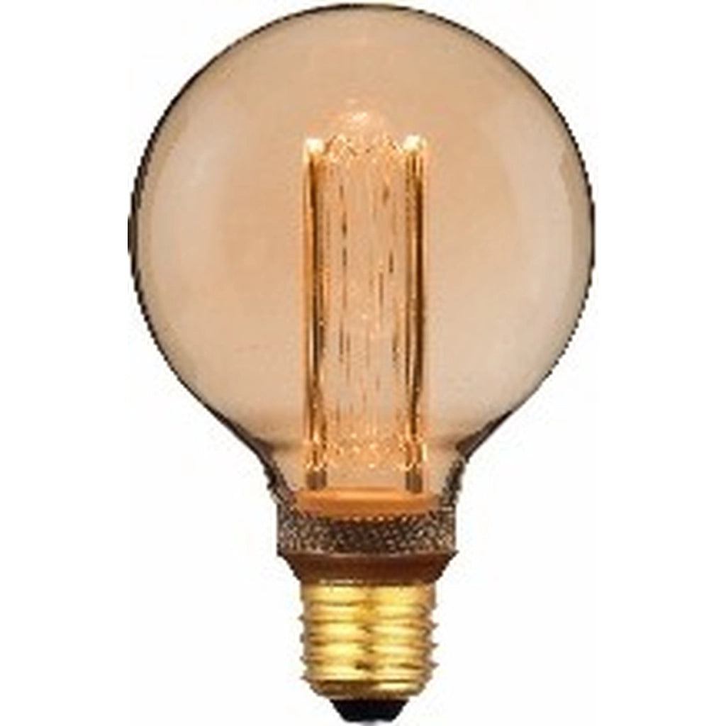 Lampadina decorativa globo amber 9,5 cm filamento LED E27 dorata