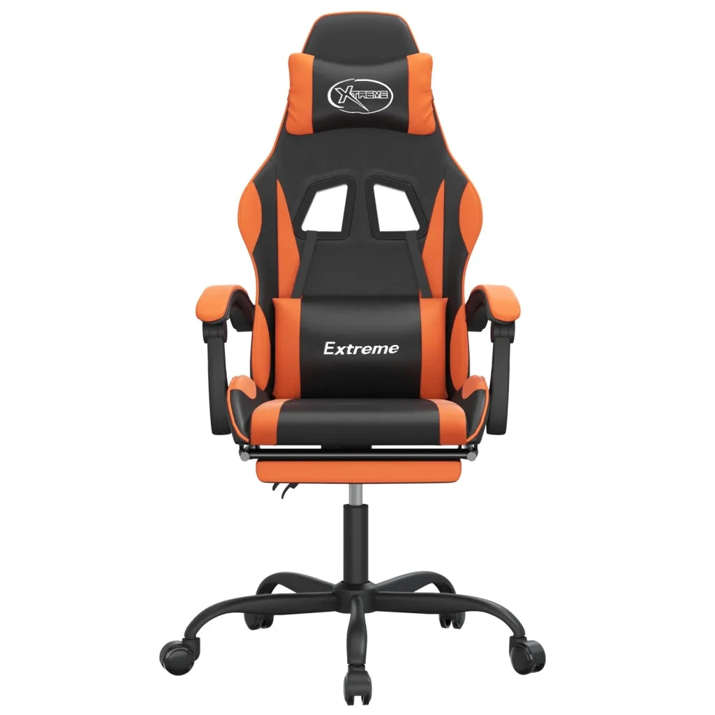 Sedia da Gaming con Poggiapiedi Nero e Arancione in Similpelle cod mxl 75871