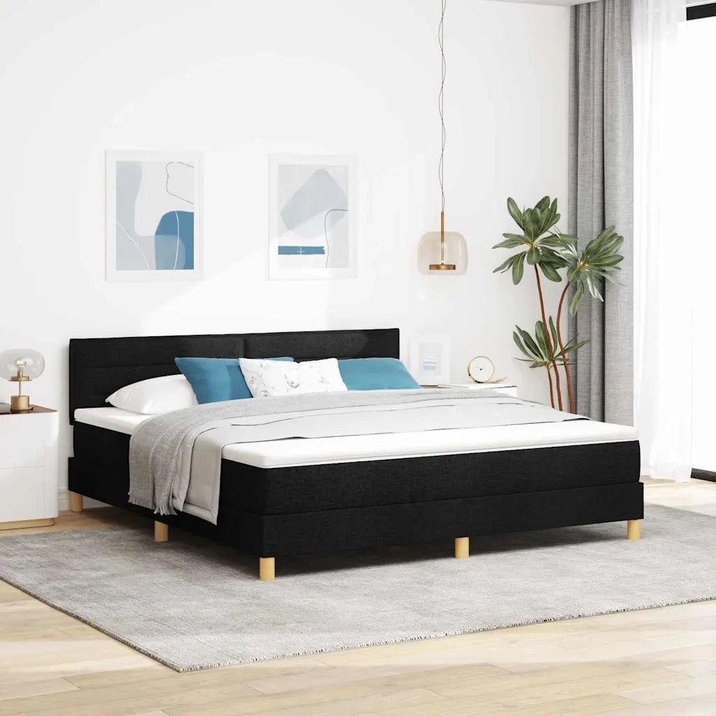 Letto a Sorgente LED con materasso Nero 180 x 200 cm Tessuto
