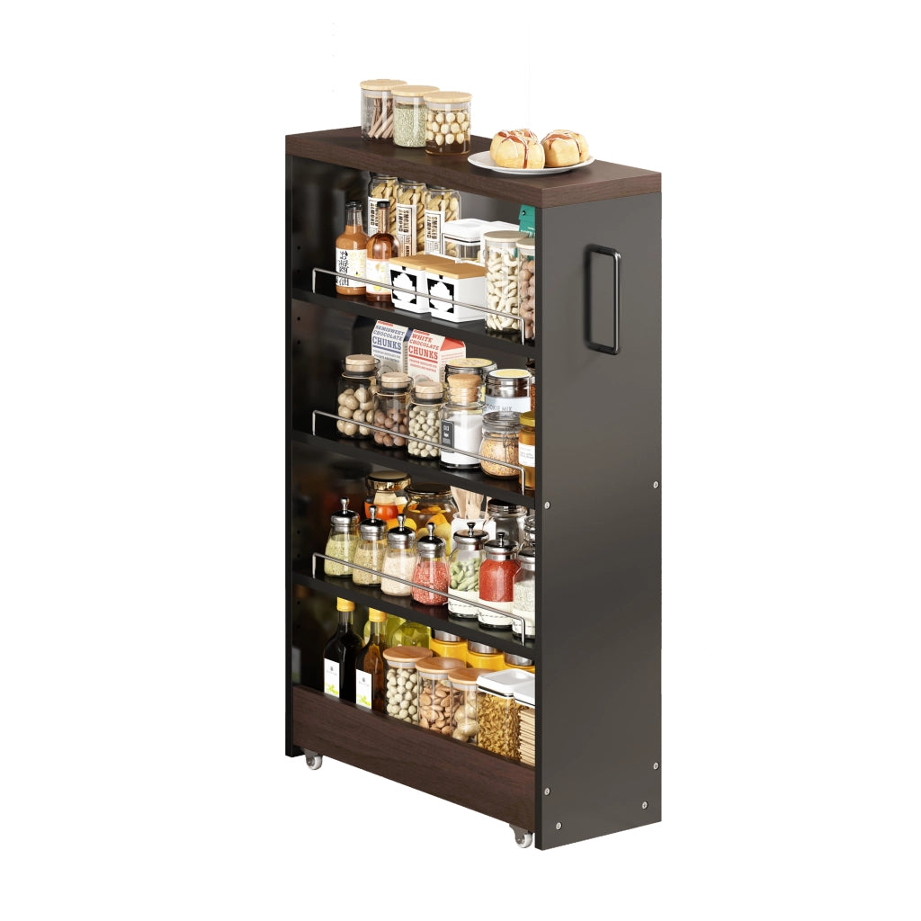 Carrello contenitore con 4 ripiani regolabili; 4 ruote; per cucina e bagno; 55 × 20 × 85 cm