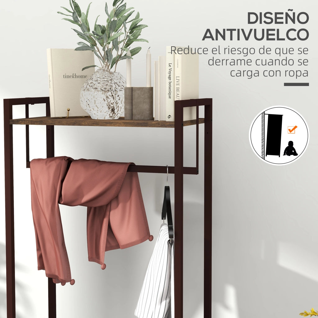 Appendiabiti con 3 cassetti e ripiano ¨C zephmum ¨C 58.5x30x178 cm marrone