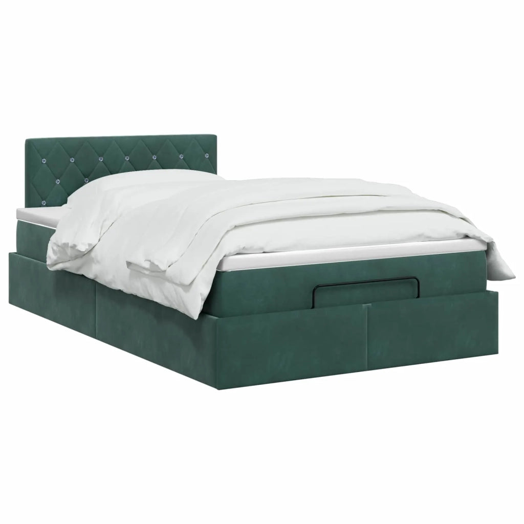 Letto ottomano con materasso Verde Scuro 120 x 200 cm Velluto 3457644