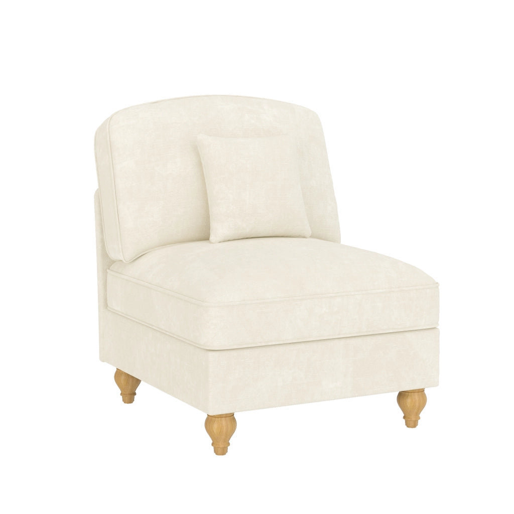 Divano in chenille bianco con rivestimento removibile e cuscino incluso