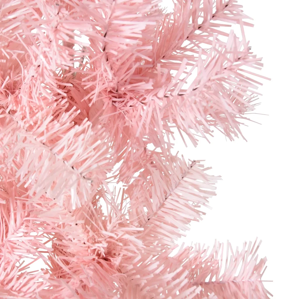 Albero Natale Artificiale Sottile a MetÃ  e Supporto Rosa 180 cm