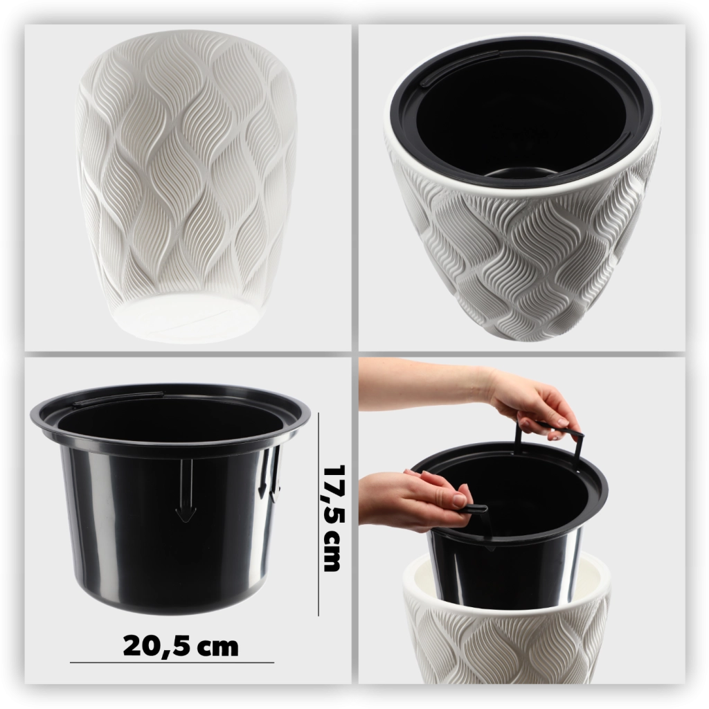 Vaso da fiori KADAX con inserto 32 cm, copertura in plastica alta