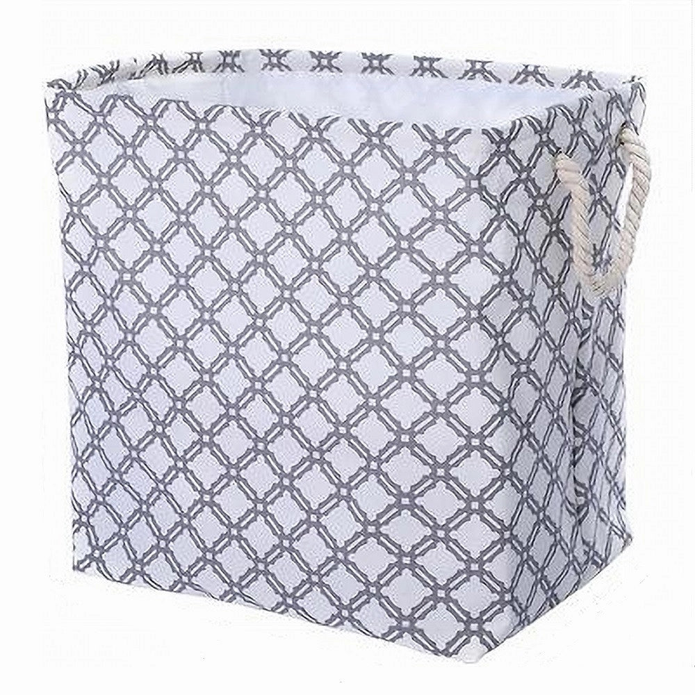 Trade Shop - Cesto Contenitore Portabiancheria Bucato Manici Tessuto Grigio 47x33x42.5cm 79210 -