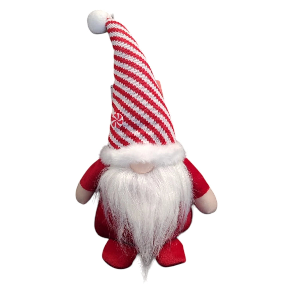 GNOMO NATALIZIO DECORATIVO BABBO NATALE CON CAPPELLO A RIGHE 43,5CM BASE PESANTE