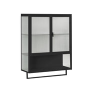 Pensile con 2 Ante; 1 Ripiano Aperto e Portasciugamani per Bagno in Metallo 60 × 23 × 78 cm Nero