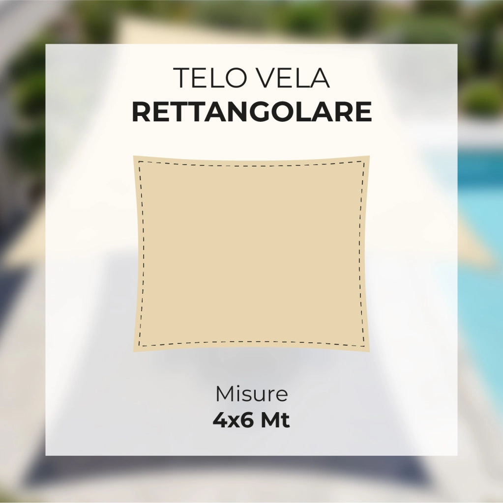 Tenda a Vela Ombreggiante Impermeabile con Anelli Rinforzati Copertura Sole per Giardino Terrazzo Balcone Patio Diverse Forme e Misure Beige - Rettangolare4x6 Metri