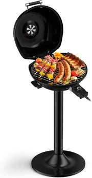 Griglia Elettrica per BBQ, Griglia Portatile con Supporto, Griglia Rimovibile Antiaderente, Temperatura Regolabile, 1600W per Uso Interno ed Esterno per BBQ, Festa, Campeggio