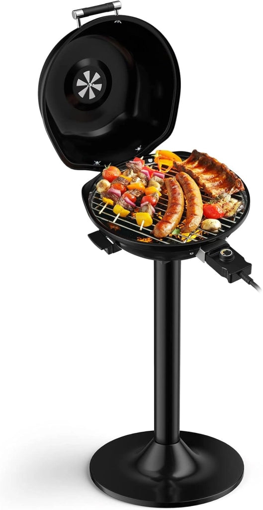 Griglia Elettrica per BBQ, Griglia Portatile con Supporto, Griglia Rimovibile Antiaderente, Temperatura Regolabile, 1600W per Uso Interno ed Esterno per BBQ, Festa, Campeggio