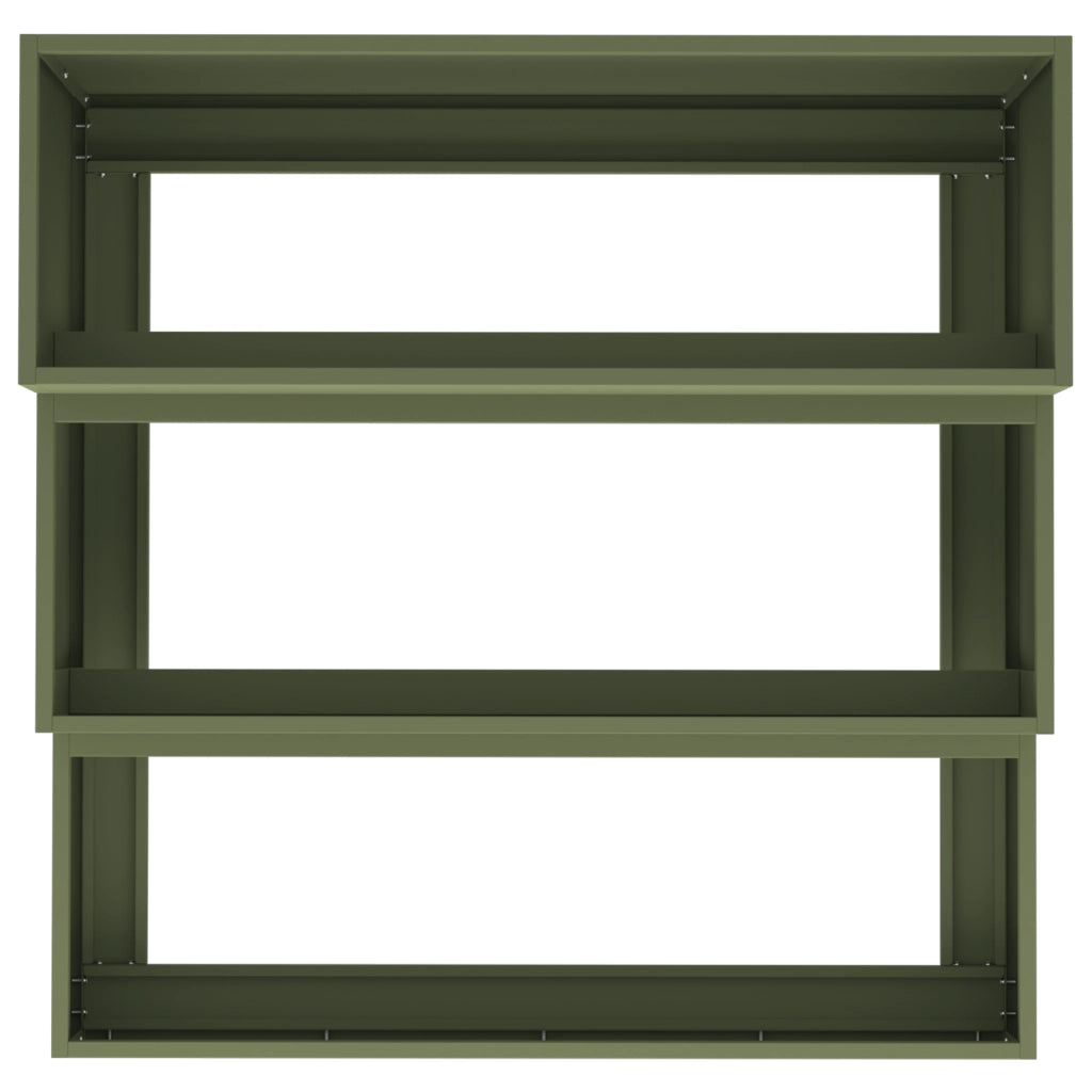 Fioriera da Giardino a Tre Piani 90x90x35 cm Verde Oliva Acciaio