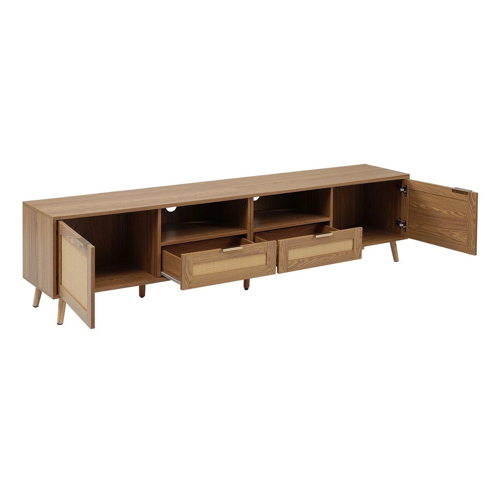 Mobile TV in Legno Massello e Rattan ¨C Xylo ¨C 200x37x49 cm
