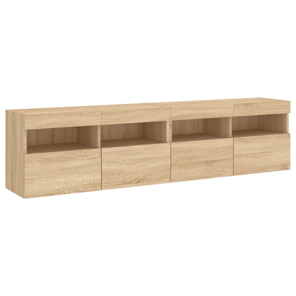Mobili TV a Parete con Luci LED 2pz | Armadietto TV | Mobile Porta TV Rovere Sonoma 80x30x40 cm