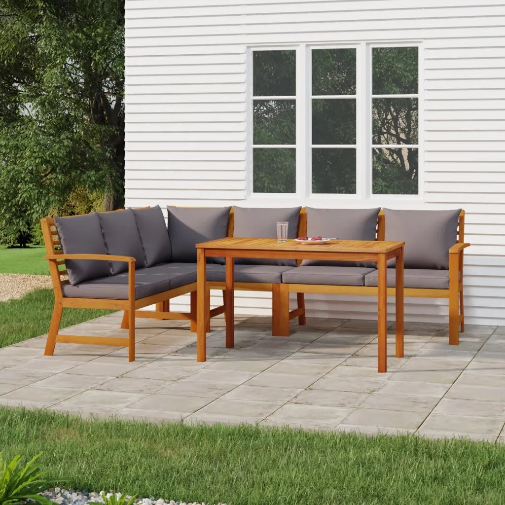 Set da Pranzo Giardino 5pz con Cuscini Legno Massello di Acaciacod mxl 76292