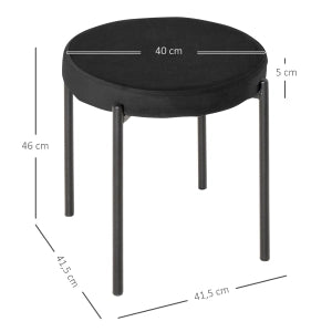 Set 4 sgabelli da cucina impilabili con seduta imbottita effetto velluto, struttura in metallo nero