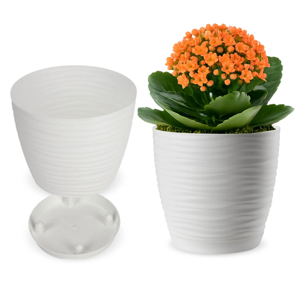 Vaso da fiori KADAX rotondo da 15 cm in plastica bianca