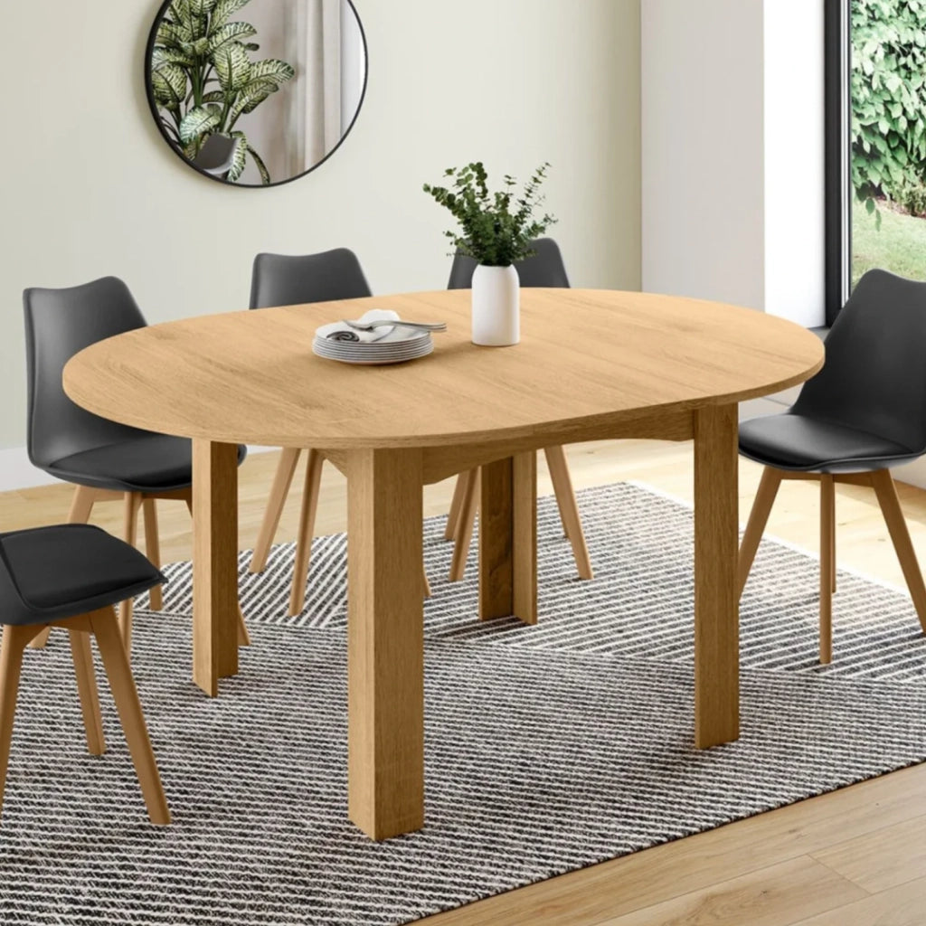 IDMarket - DONA mesa de comedor redonda extensible 4-8 personas haya 110-150 cm