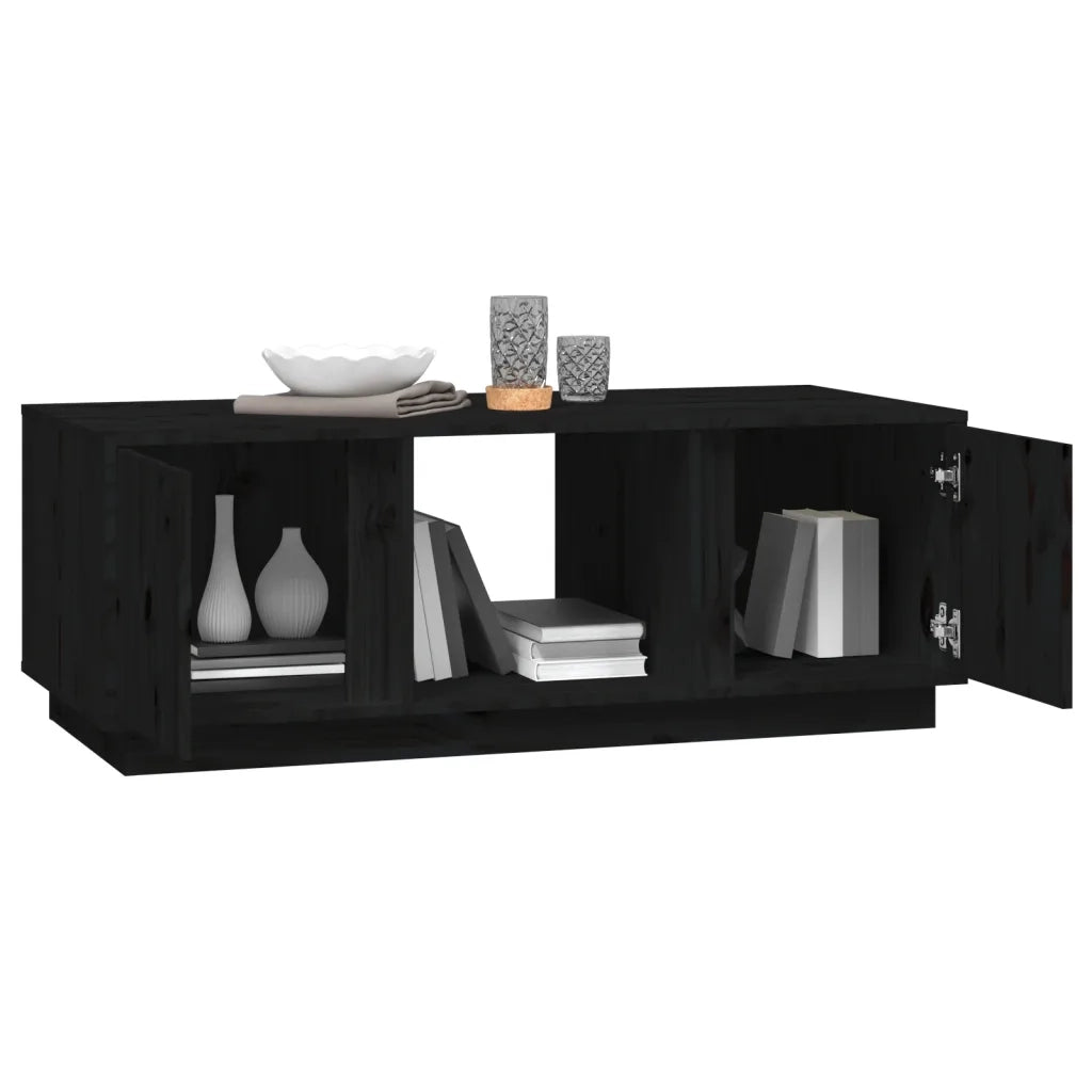 Tavolino da Salotto Nero 110x50x40 cm Legno Massello di Pino 814428