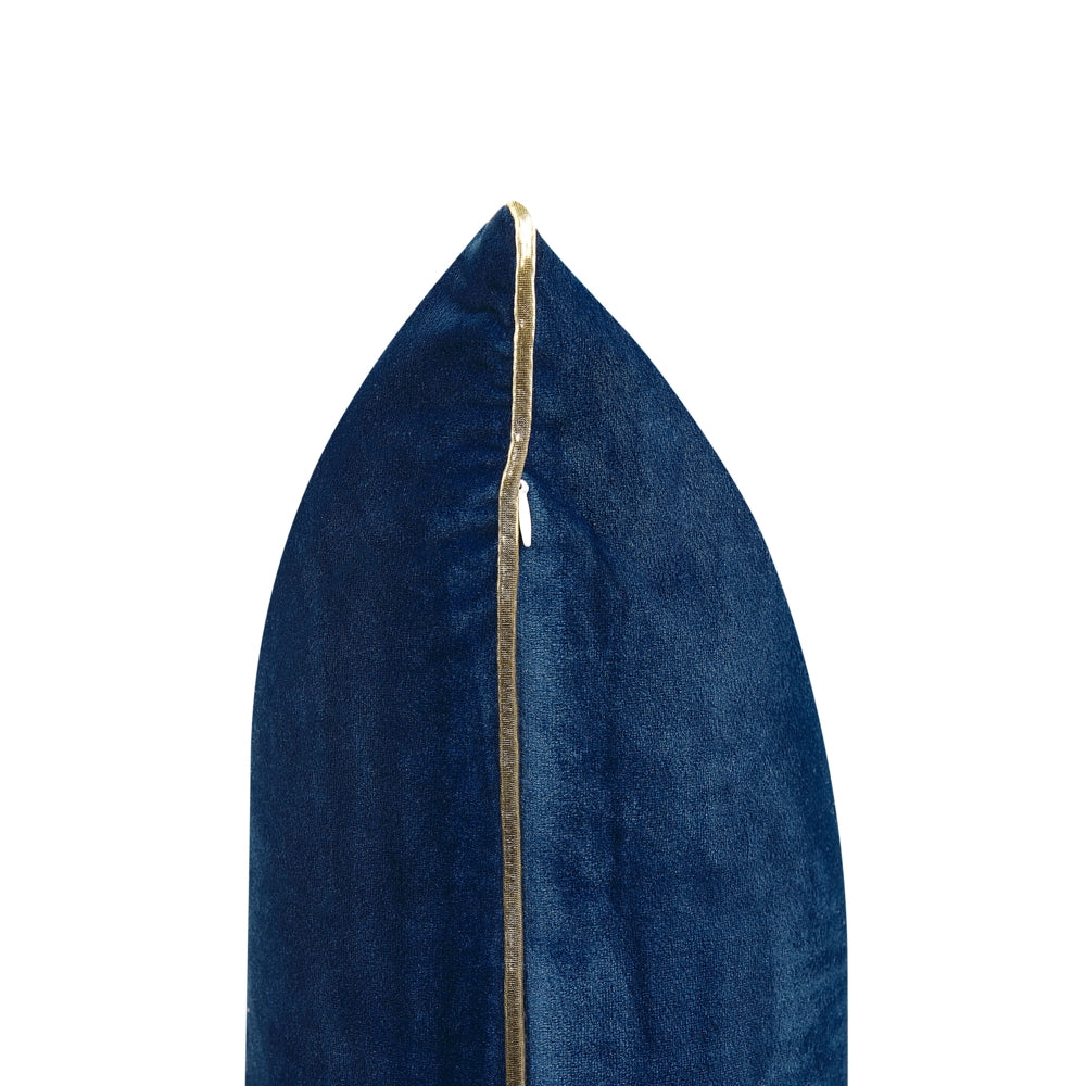 Set di 2 cuscini decorativi in velluto blu e oro 45 x 45 cm motivo viso glamour accessori decorativi