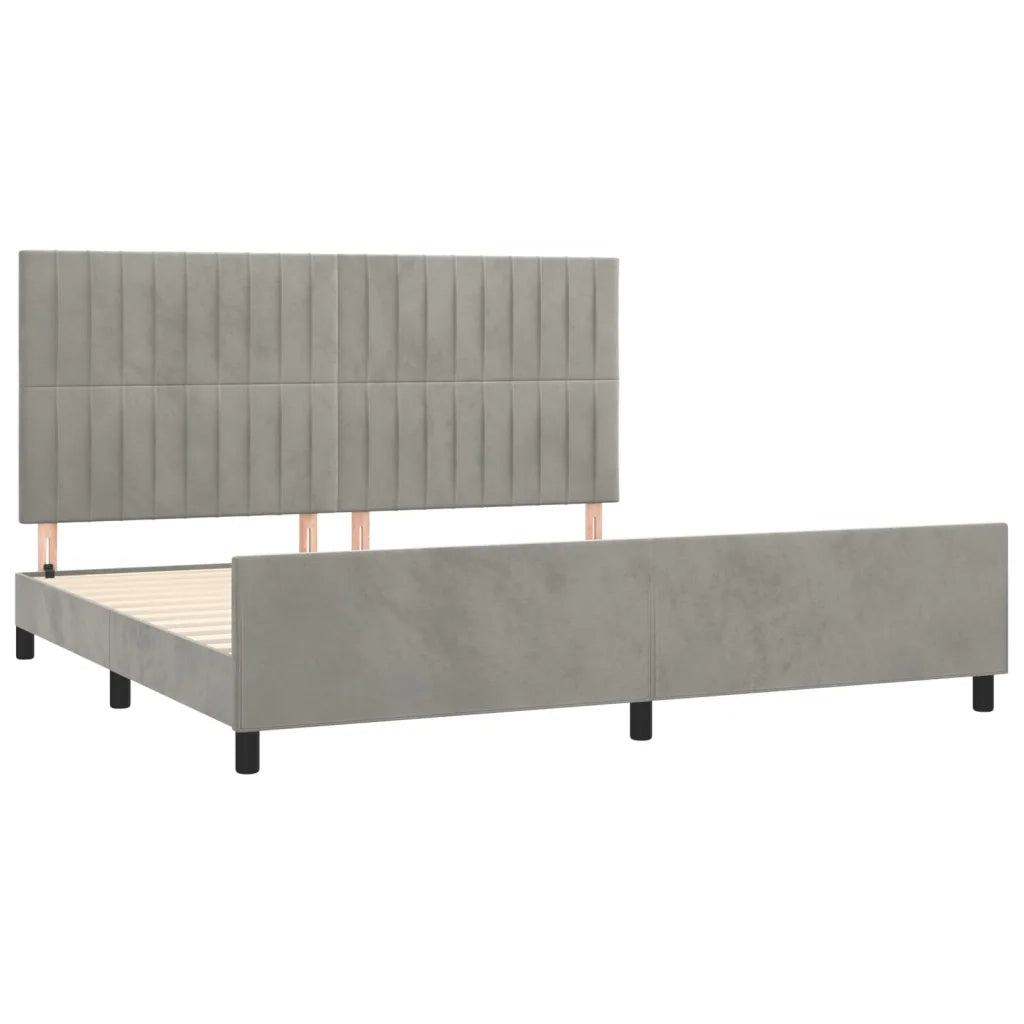 Giroletto con Testiera Grigio Chiaro 200x200 cm in Velluto cod mxl 61686