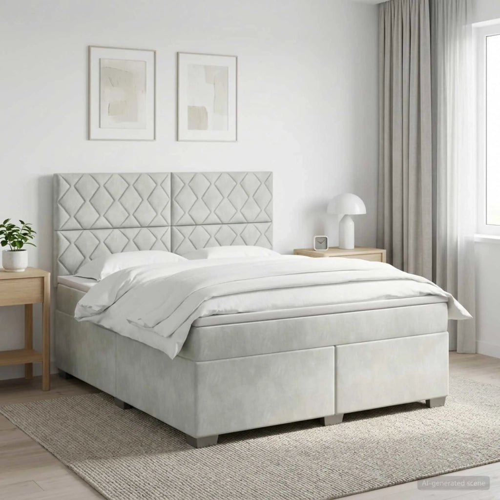 Letto box spring con materasso Grigio Chiaro 140 x 190 cm 3455108