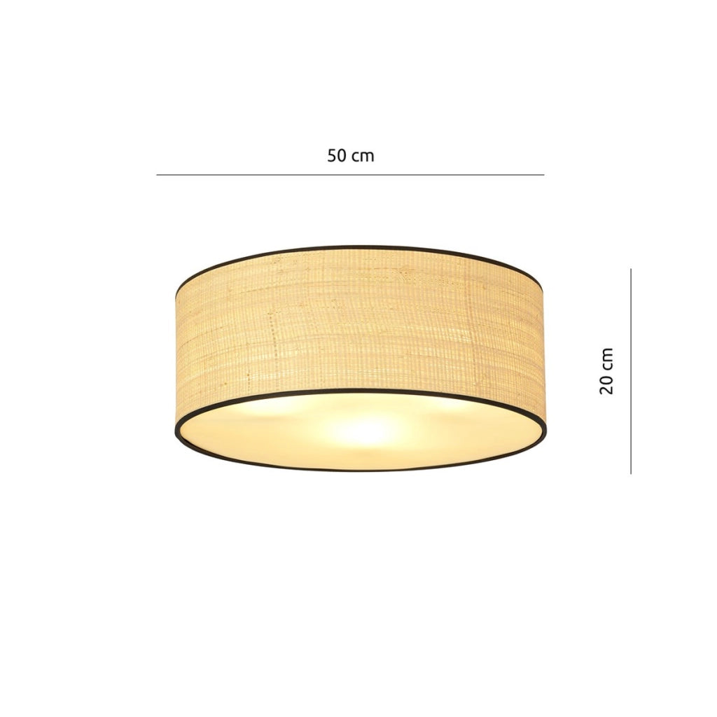 Lampada a sospensione ASTON in acciaio e rattan naturale