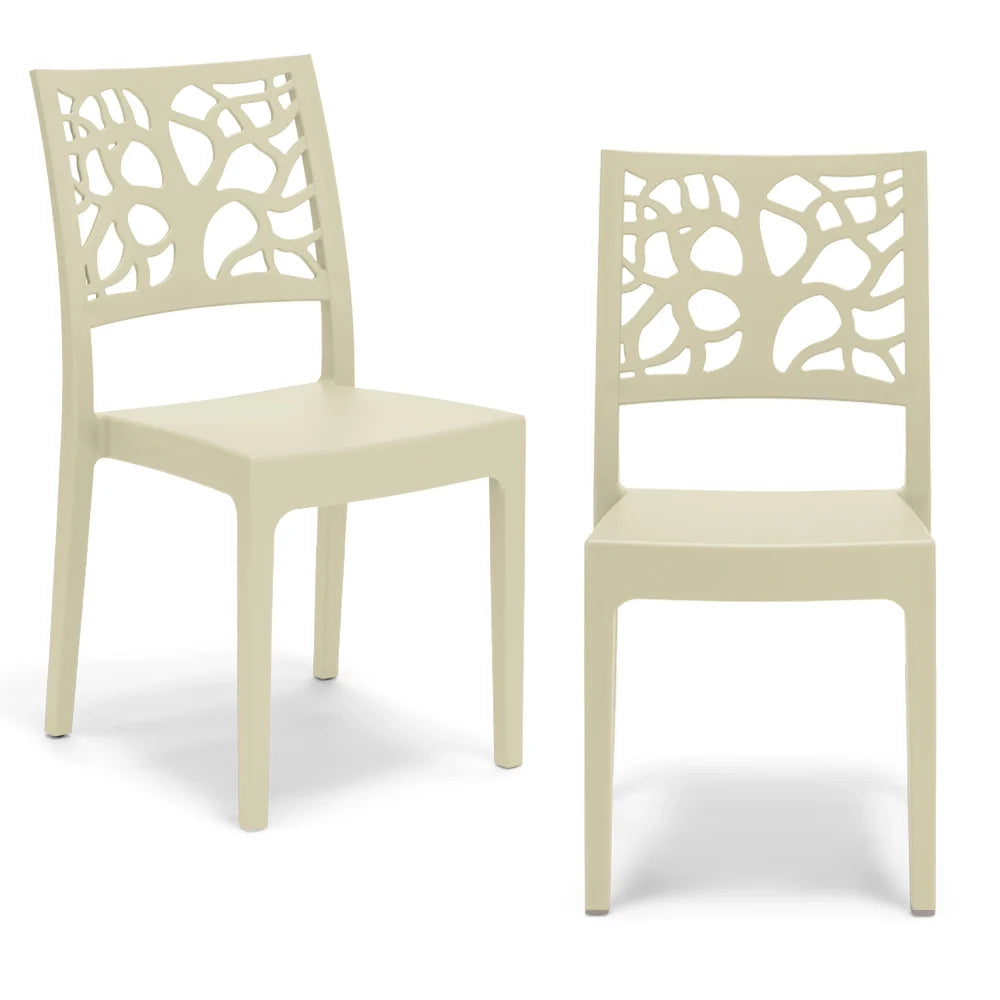 Set 2 sedie in polipropilene TETI, impilabile, resistente ai raggi UV, design moderno, ideale per sala da pranzo, cucina, sala d’attesa, bar, ristoranti o giardino, colore Sabbia